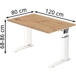 Produktbild für Schreibtisch Hammerbacher U-Serie, asteiche / weiß