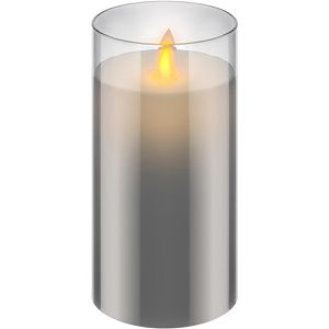 LED-Kerze Goobay 60372, Echtwachs im Glas, grau