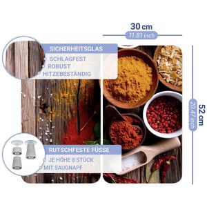 Produktbild für Herdabdeckplatte Wenko mit Gewürzmotiv, aus Sicherheitsglas