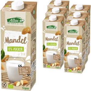 Allos Mandeldrink Naturell, BIO, 0% Zucker, je 1 Liter, 6 Stück
