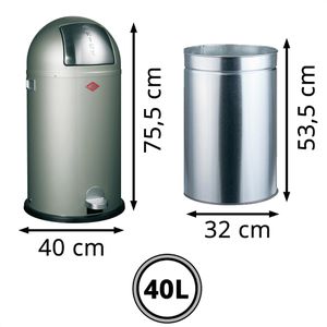 Produktbild für Mülleimer Wesco Kickboy, neusilber