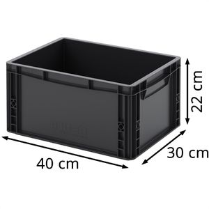 Produktbild für Eurobox AUER ESD EG 43/22 HG, schwarz, 20 Liter