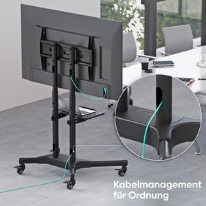 Produktbild für TV-Ständer Onkron TS1351-B, Ablage &amp; Rollen, schwarz, Metall