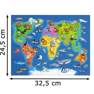 Produktbild für Puzzle Ravensburger 06641, Weltkarte mit Tieren