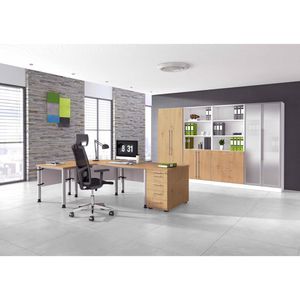 Produktbild für Schreibtisch Hammerbacher H-Serie, asteiche / silber