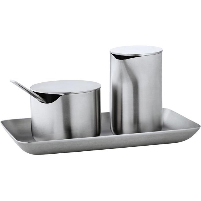 Blomus Milchkännchen Basic aus Edelstahl, mit Deckel, silber, 120 ml