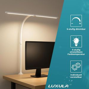 Produktbild für Schreibtischlampe Luxula LX700156, weiß, LED, dimmbar