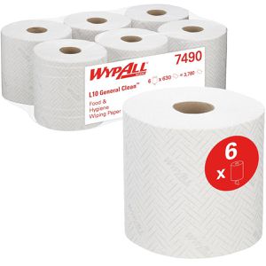 Produktbild für Putztuchrolle Wypall L10, 7490, Airflex-Technologie, weiß