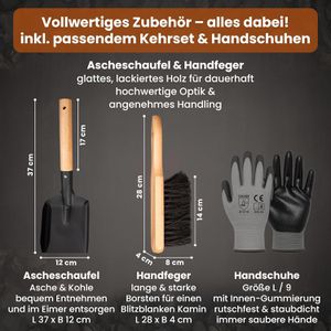 Produktbild für Ascheeimer Black-Oak Fuego schwarz, mit Holzgriff und Deckel