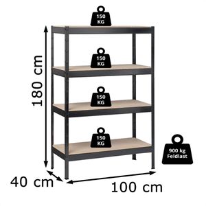 Produktbild für Schwerlastregal Schulte-Regalwelt 4 Holzböden