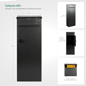 Produktbild für Briefkasten SafePost 85555 ScanPro 855 anthrazit, aus Stahl
