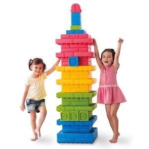 Weplay Bausteine KC0004-065, ab 2 Jahre, XXL Bausteine, Q-Blocks mit Tasche, 64 Stück