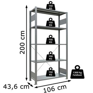 Produktbild für Schwerlastregal Schulte 12740, 5 Metallböden