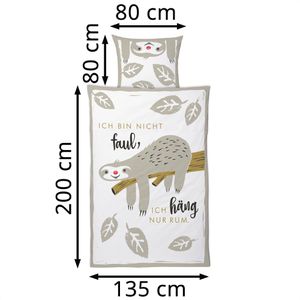 Produktbild für Bettwäsche Happy-life Faultier, 45175, Baumwolle