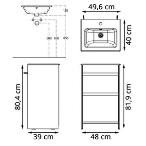 Produktbild für Waschtisch Vicco Lemgo, stehend, goldkraft eiche / weiß