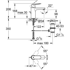 Produktbild für Waschtischarmatur GROHE Eurosmart Cosmopolitan M, verchromt