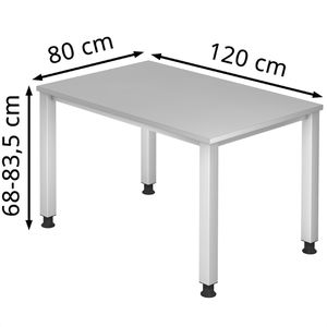 Produktbild für Schreibtisch Hammerbacher Q-Serie, lichtgrau / silber