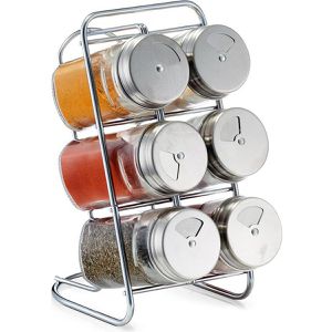 Produktbild für Gewürzregal Zeller silber, mit 3 Etagen und 6 Gewürzgläsern