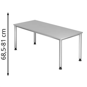 Schreibtisch Hammerbacher H-Serie, lichtgrau / silber