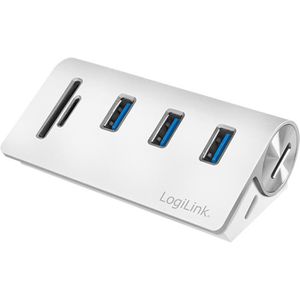 Produktbild für USB-Hub LogiLink CR0045, silber, mit SD-Kartenslot
