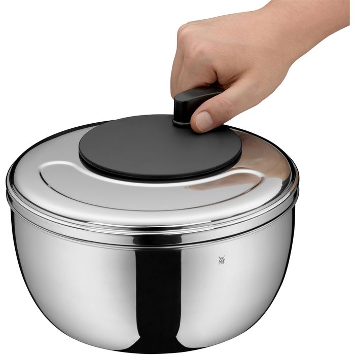 Salatschleuder Edelstahl 4,2L - Gemüsetrockner Mit Sieb & Servierschale