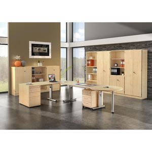 Produktbild für Schreibtisch Hammerbacher O-Serie, ahorn / silber