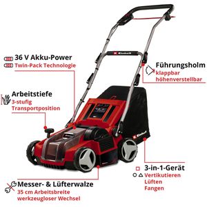 Produktbild für Vertikutierer Einhell GE-SA 36/35 Li-Solo, Akku