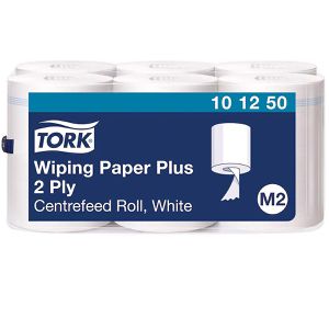 Produktbild für Putztuchrolle Tork 101250, M2, aus Zellstoff, weiß