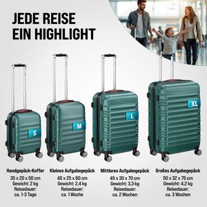 Produktbild für Koffer Monzana grün, 4-teilig + Zubehör