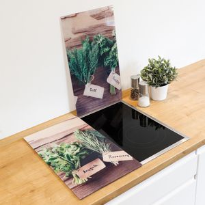 Produktbild für Herdabdeckplatte Böttcher-AG mit Kräutermotiv, aus Glas