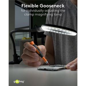 Produktbild für Lupenleuchte Goobay 2in1, schwarz, 100 mm Glaslinse, LED