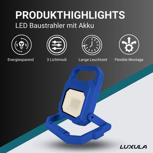 Produktbild für Baustrahler Luxula LX400175, LED, mit integriertem Akku