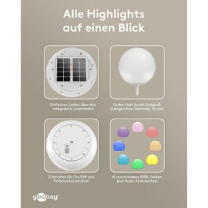 Produktbild für Wegeleuchte Goobay 80203, weiß, mit Solar