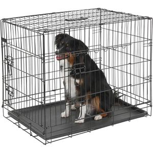 Kerbl Tiertransportbox Gittertransportbox, Metall, 92 x 63 x 74cm, schwarz, Tiere bis 35kg