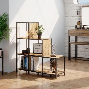 Produktbild für Bücherregal Vicco Fyrk, schwarz / dunkelbraun