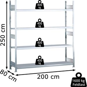 Produktbild für Weitspannregal Schulte 15596, 4 Metallböden