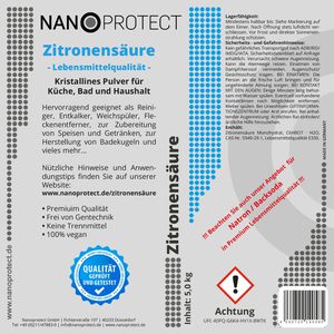 Produktbild für Zitronensäure Nanoprotect Premiumqualität, Pulver