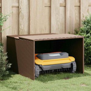 Produktbild für Mähroboter-Garage vidaXL 365405, braun, aus Polyrattan