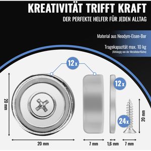 Produktbild für Magnete Poppstar Topfmagnet N35, silber, Neodym Magnet