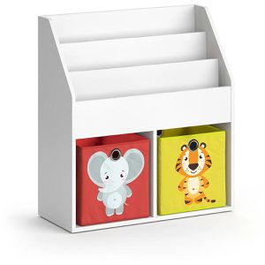 Bücherregal Vicco Luigi, weiß, mit 2 Faltboxen