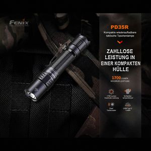 Produktbild für Taschenlampe Fenix PD35R, LED, aufladbar