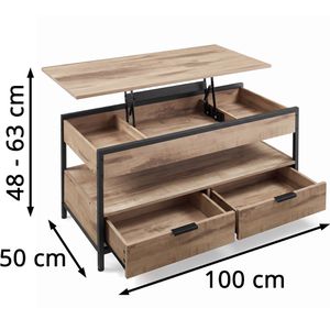 Produktbild für Couchtisch Vasagle LCT209K02, Holz / Metall, kamelbraun