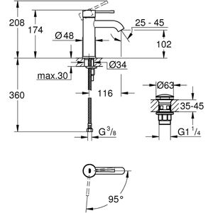 Produktbild für Waschtischarmatur GROHE Essence S-Size, 23797001, verchromt