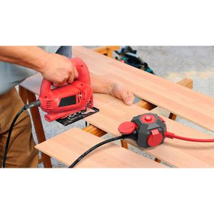 Produktbild für Steckdosenwürfel REV-Ritter Powerglobe, mit Schalter, rot