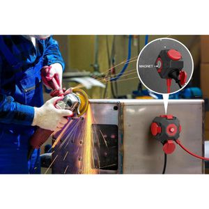 Produktbild für Steckdosenwürfel REV-Ritter Powerglobe, mit Schalter, rot