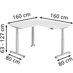 Produktbild für Schreibtisch Hammerbacher XDSMW, weiß / silber