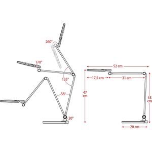 Produktbild für Schreibtischlampe FeinTech LTL00620, grau, LED, dimmbar