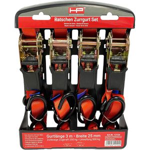 Produktbild für Spanngurt HP-Autozubehör 12104, rot, mit S-Haken &amp; Ratsche