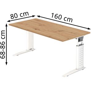 Produktbild für Schreibtisch Hammerbacher U-Serie, asteiche / weiß