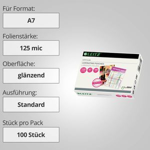 Produktbild für Laminierfolien Leitz 33805 iLAM, DIN A7